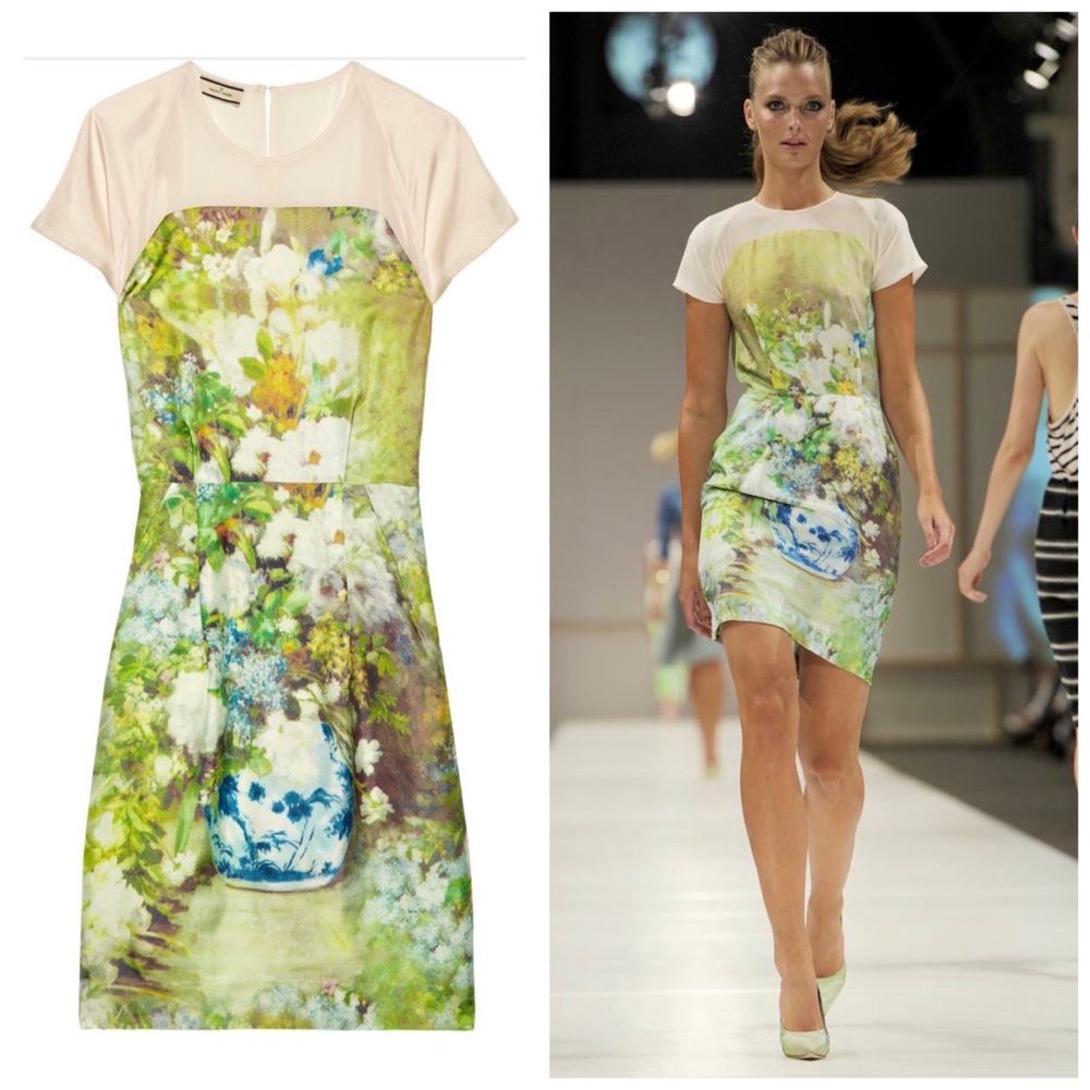 SOLD Malene Birger $795 silk twill floral dress - Picture 1 of 10
